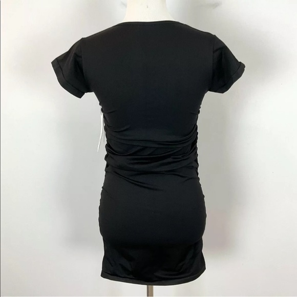 NWT Blanqi Maternity Black Ruched Fitted Dress (S/M) - Picture 4 of 5